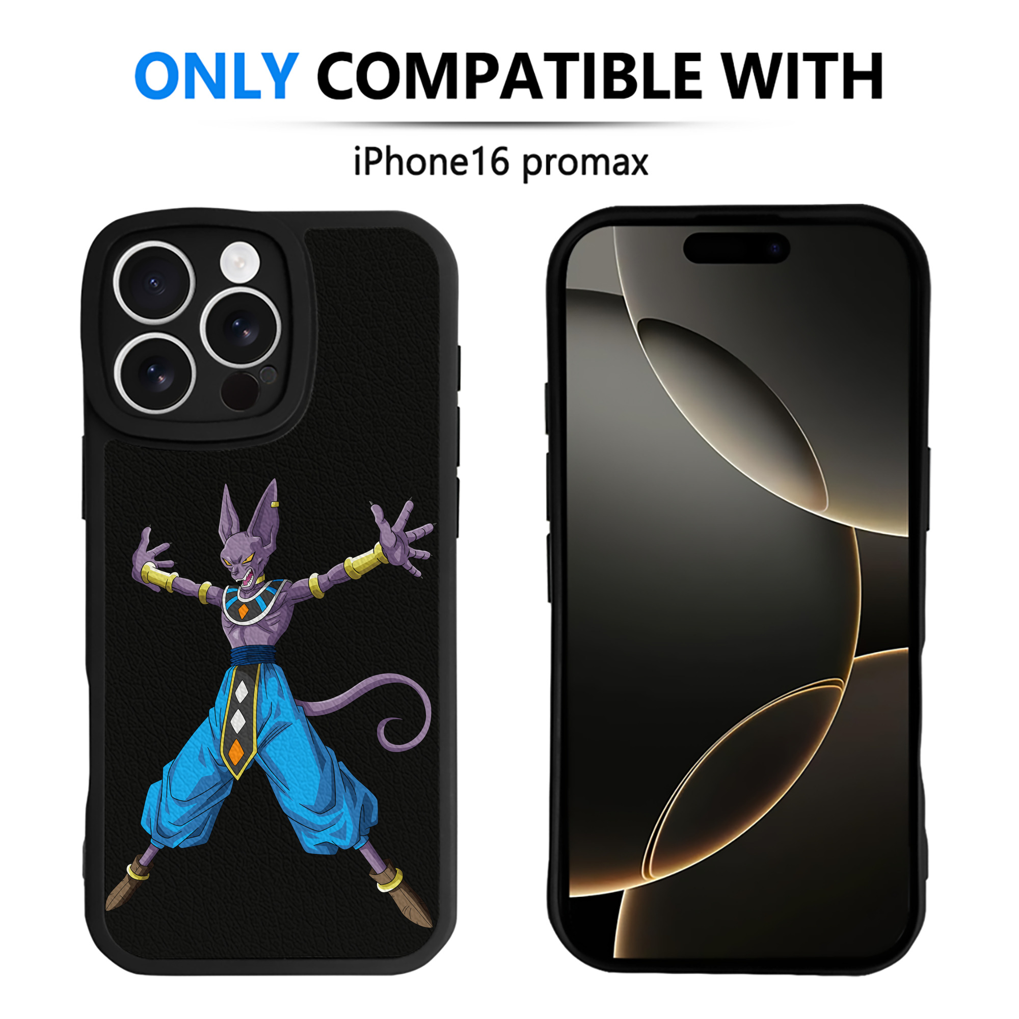 （画像用） ドラゴンボール ビルス 破壊神ビルス DRAGON BALL Beerus Birusu 【iPhone 16シリーズ対応】シリコンスマホケース（レザー調） 材質：シリコン
